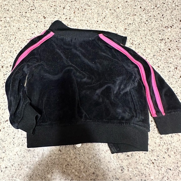 12 Month Puma Black Velour Jacket Pink Stripes - Picture 2 of 3
